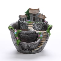 Xusx111 - Jardín De Hadas Plantador De Plantas Maceta Pequeñas Flores Creativas Plantas Suculentas Casa De Hadas Titulares De Maceta Colgando Diseño De Jardín Con Casa Dulce (Sliver)