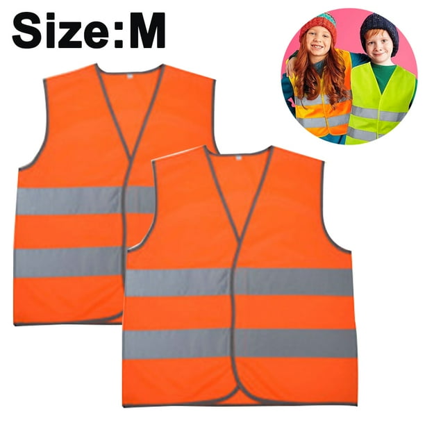 Paquete de 2 chalecos de seguridad reflectantes de alta visibilidad para niños, de malla.
