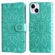 thumbnail image 1 of Funda tipo cartera FOXDOCK para iPhone 15 Plus , diseño girasol en relieve, cuero PU, cierre magnético, soporte y tarjetero, 1 of 5