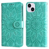 Funda Tipo Cartera Foxdock Para Iphone 15 Plus , Diseño Girasol En Relieve, Cuero Pu, Cierre Magnético, Soporte Y Tarjetero