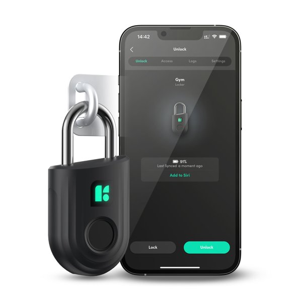 Candado igloohome Padlock Lite negro con acceso por huella dactilar