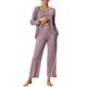 thumbnail image 2 of INSPIRE CHIC Conjunto de Pijama de 3 Piezas para Mujer, Cárdigan de Manga Larga de Rayón Suave, Camiseta y Pantalones para Dormir para Primavera, Otoño, Invierno M Púrpura, 2 of 6