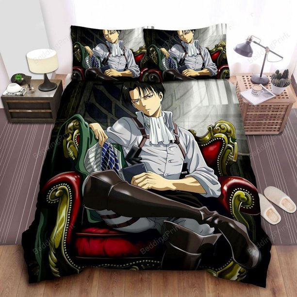 Attack On Titan Levi Ackerman In The Survey Corps Uniform Duvet Cover Bedding3-Piece Bedding Set (1 Duvet Cover + 2 Pillow Shams)