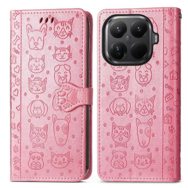 Funda Cartera FOXDOCK para Xiaomi 15T , Flip PU con Relieve de Gatos y Perros, Tarjetero y Soporte