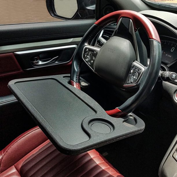 Bandeja de volante, bandeja de mesa de coche, escritorio con volante para portátil y asiento de vehículo, escritorio para comer portátil, bandejas de coche para comer, color negro