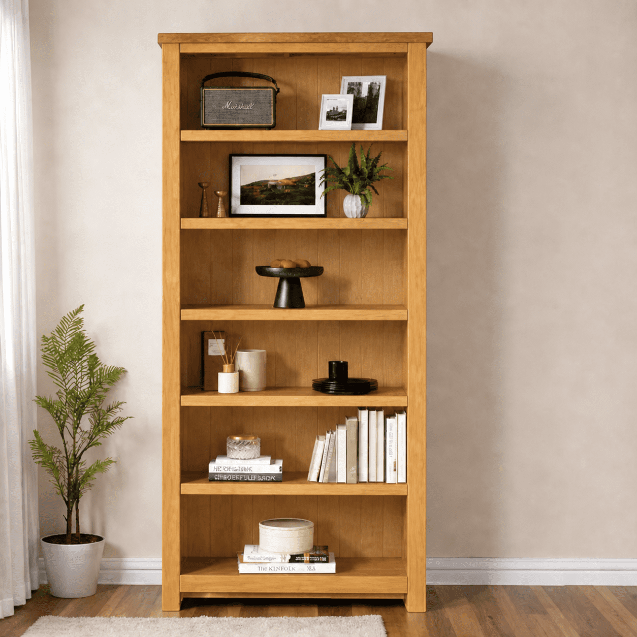 Arca Muebles - Biblioteca "farrow" Estantería De Pino Macizo 6 Niveles - Natural - 60x35x180 Cm