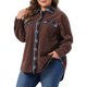 thumbnail image 4 of Agnes Orinda Conjuntos de Halloween para Mujeres Tallas Grandes Chaqueta de Pana con Contraste de Cuadros Cuello de Parche Manga Larga Camisa Vintage Casual con Bolsillos 2X Marrón, 4 of 6