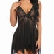 thumbnail image 1 of Sexy Floral Lace Guaze Babydoll, Solid Color V Neck Mesh Mini Dress Chemise, Women's Lingerie & Underwear, 1 of 3