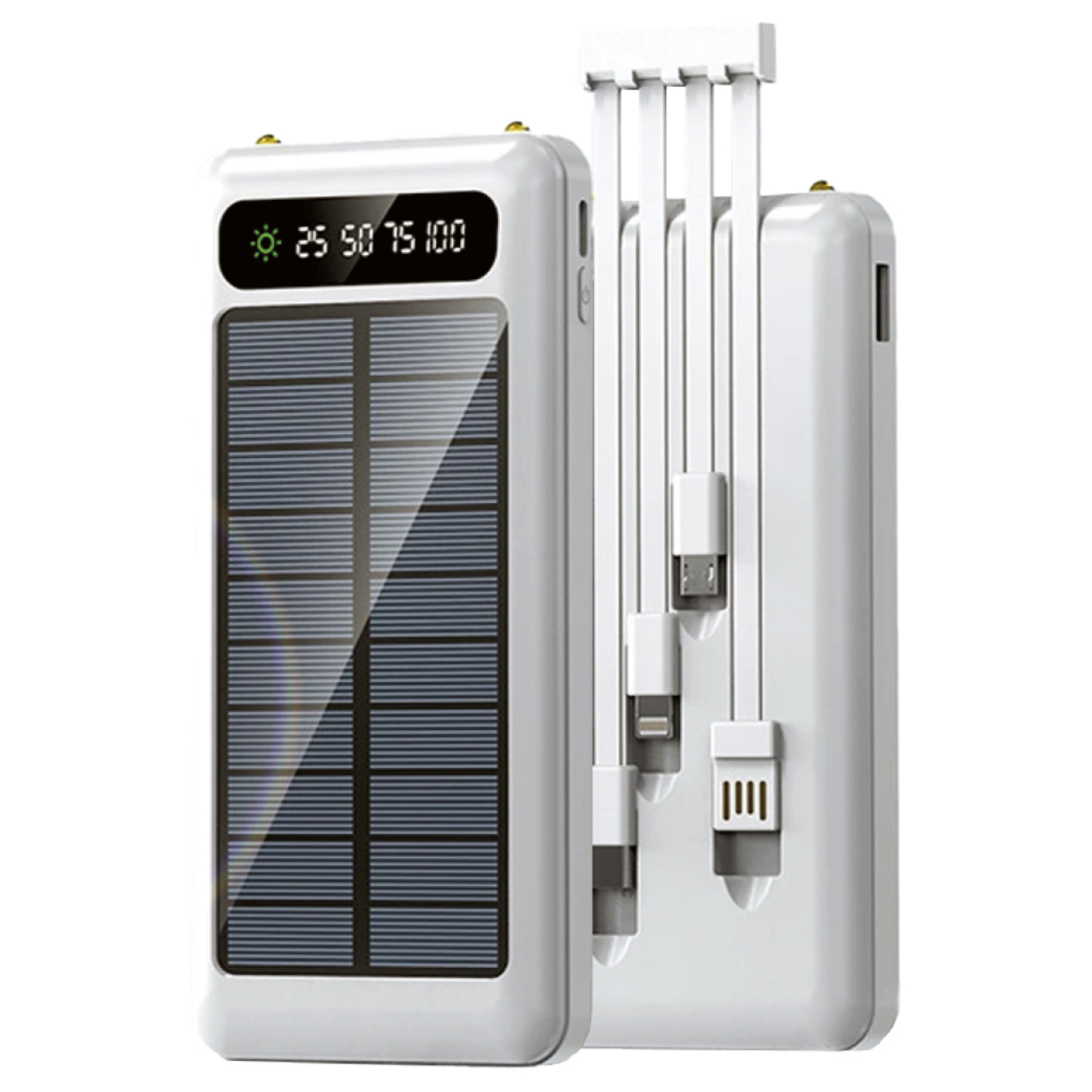 Tecnolab - Power Bank Solar 10000Mah Con Cable Carga Blanco - Ps
