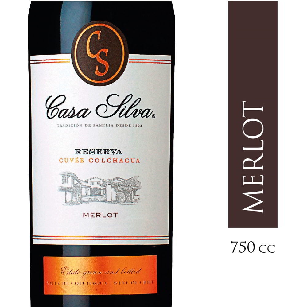 Vino Tinto Merlot Reserva Botella 750 cc Casa Silva