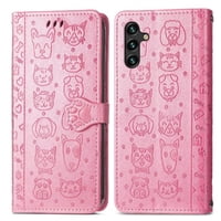 Funda Cartera Foxdock Para Samsung Galaxy A13 5G , Flip Pu Con Relieve De Gatos Y Perros, Tarjetero Y Soporte