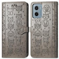 Funda Cartera Foxdock Para Motorola Moto G05 , Flip Pu Con Relieve De Gatos Y Perros, Tarjetero Y Soporte
