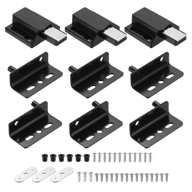 Juego de 3 bisagras de puerta con eje oculto de 40x26mm con cierre magnético de cabeza única, negro
