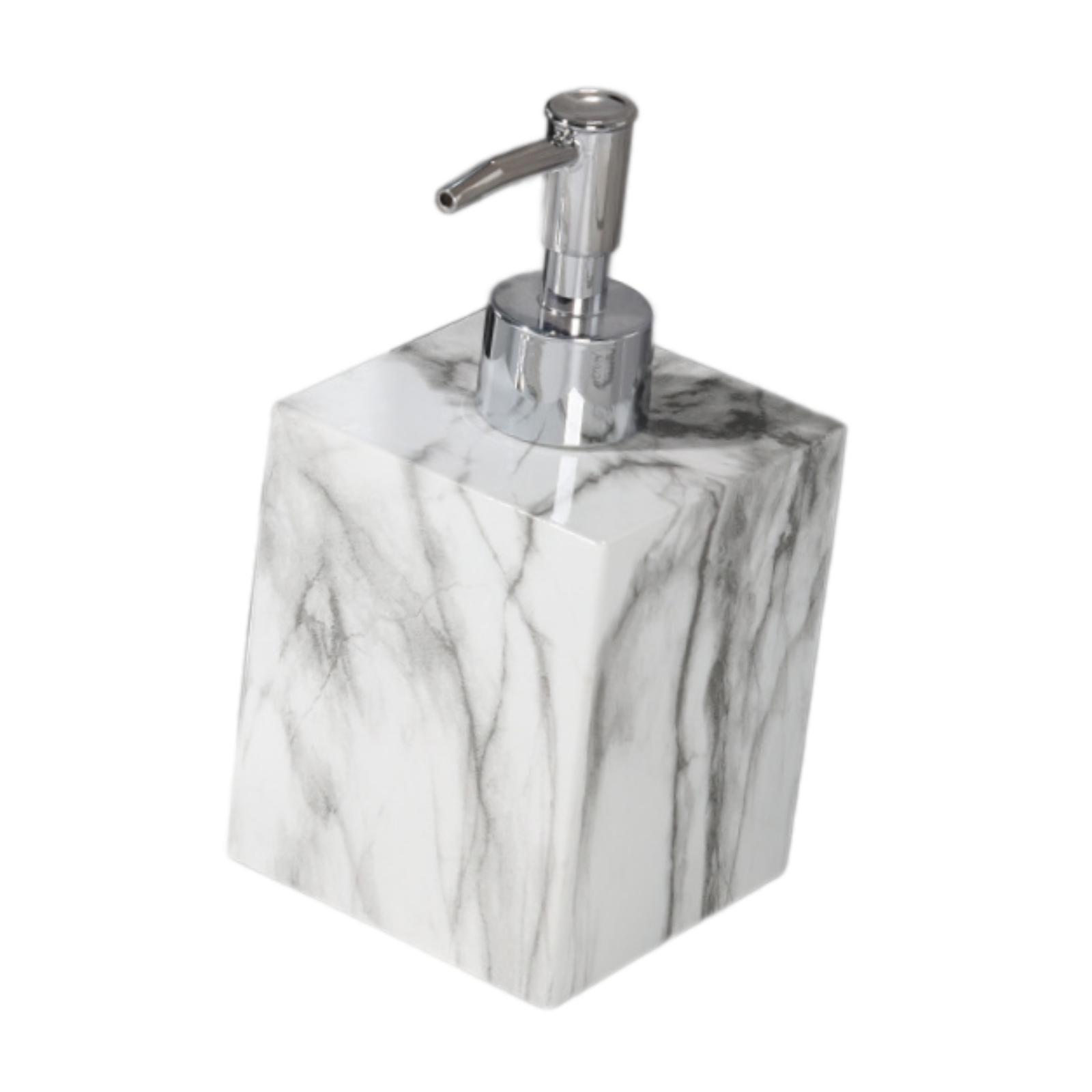 Bothyi - Dispensador De Jabón Líquido Para Manos Con Bomba Para Encimera De Hotel, Baño, Cabezal Plateado Y Blanco