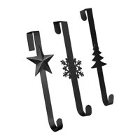 Magideal - Juego De 3 Colgadores Para Coronas De Puerta, Ganchos Para Guirnaldas, Colgadores Decorativos Para Puerta, Soportes Para Coronas Para Uso En Interiore Negro