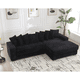 thumbnail image 1 of [NEW ARRIVED] [VIDEO PROVIDED] Oversized Two-Piece Couches, L Shaped Sofa, Corduroy, Right Chaise Daybed,with Armrests,Eight Throw Pillows,Corner Sofa,Easy To Assemble, Black, 1 of 3