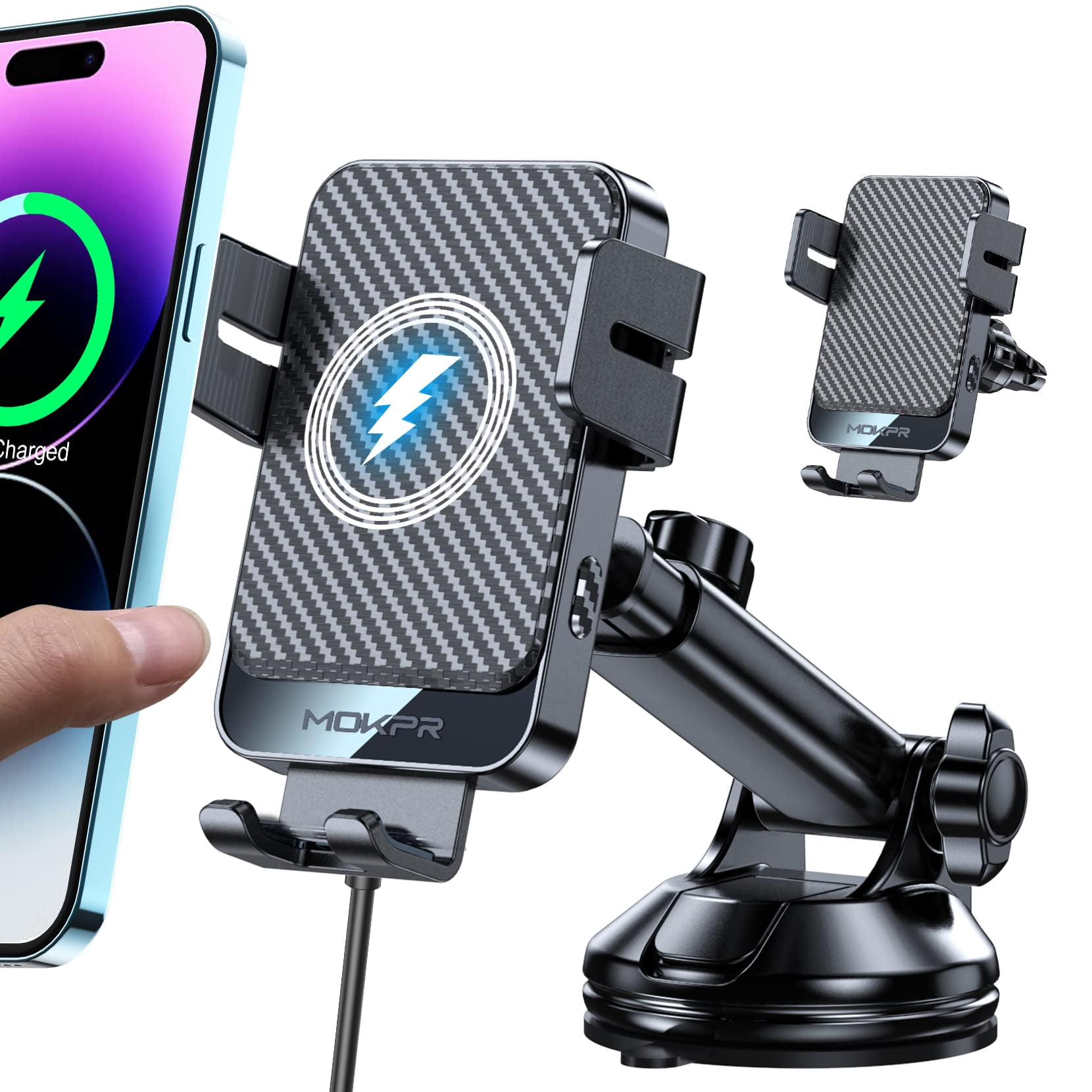 Cargador De Coche Inalámbrico Mokpr De Carga Rápida De 15 W Para Iphone/samsung