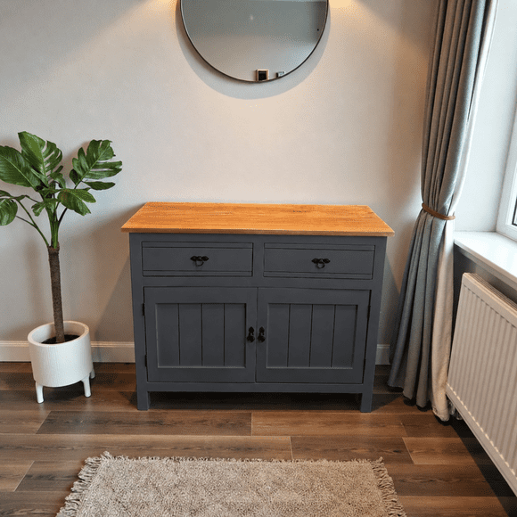 Aparador Buffet "Essential" Mueble de Madera Artesanal - Gris Grafito - 100x40x90 cm