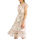 thumbnail image 2 of Vestido Midi Floral INSPIRE CHIC para Mujer Escote Cuadrado Mangas con Vuelo Dobladillo con Volantes Línea A Invitada de Boda de Verano Blanco S, 2 of 7