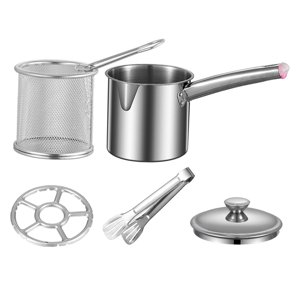 Bothyi - Sartén Universal Cesta De Red Multiusos Portátil Con Tapa Olla Freidora Estilo H