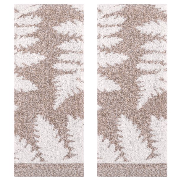 Toallas de Mano con Patrón de Hojas REGALWOVEN Suaves Absorbentes Decorativas para Decoración de Baño y Cocina 13 x 29 Pulgadas Marrón 2 Piezas