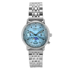 Reloj Zeppelin Lz14 Marine Moonphase Stainless Steel Ice Blue Dial Quartz 8637M3 Women'S Watch