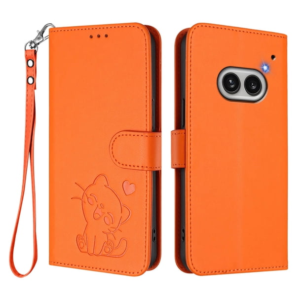 Nothing Phone 2A Funda Billetera de Gato, Naranja
