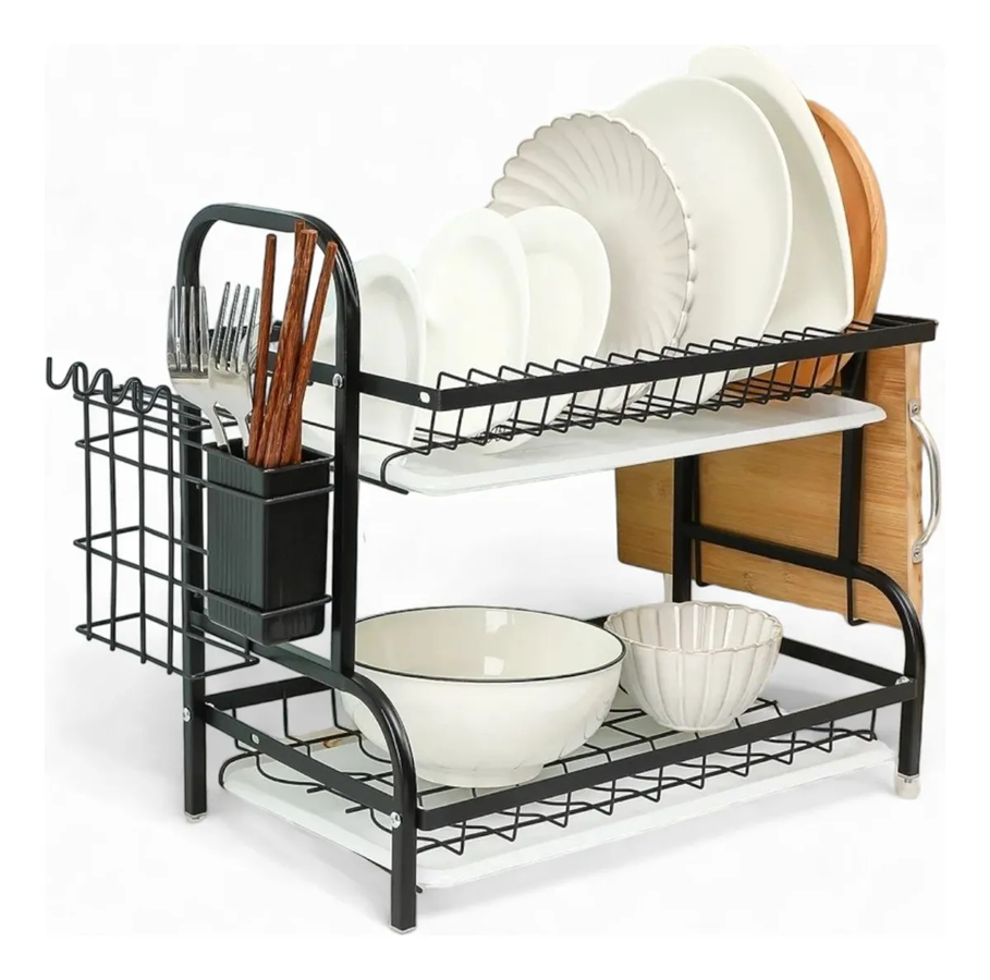 Genérico - Escurridor Loza 2 Niveles Color Negro