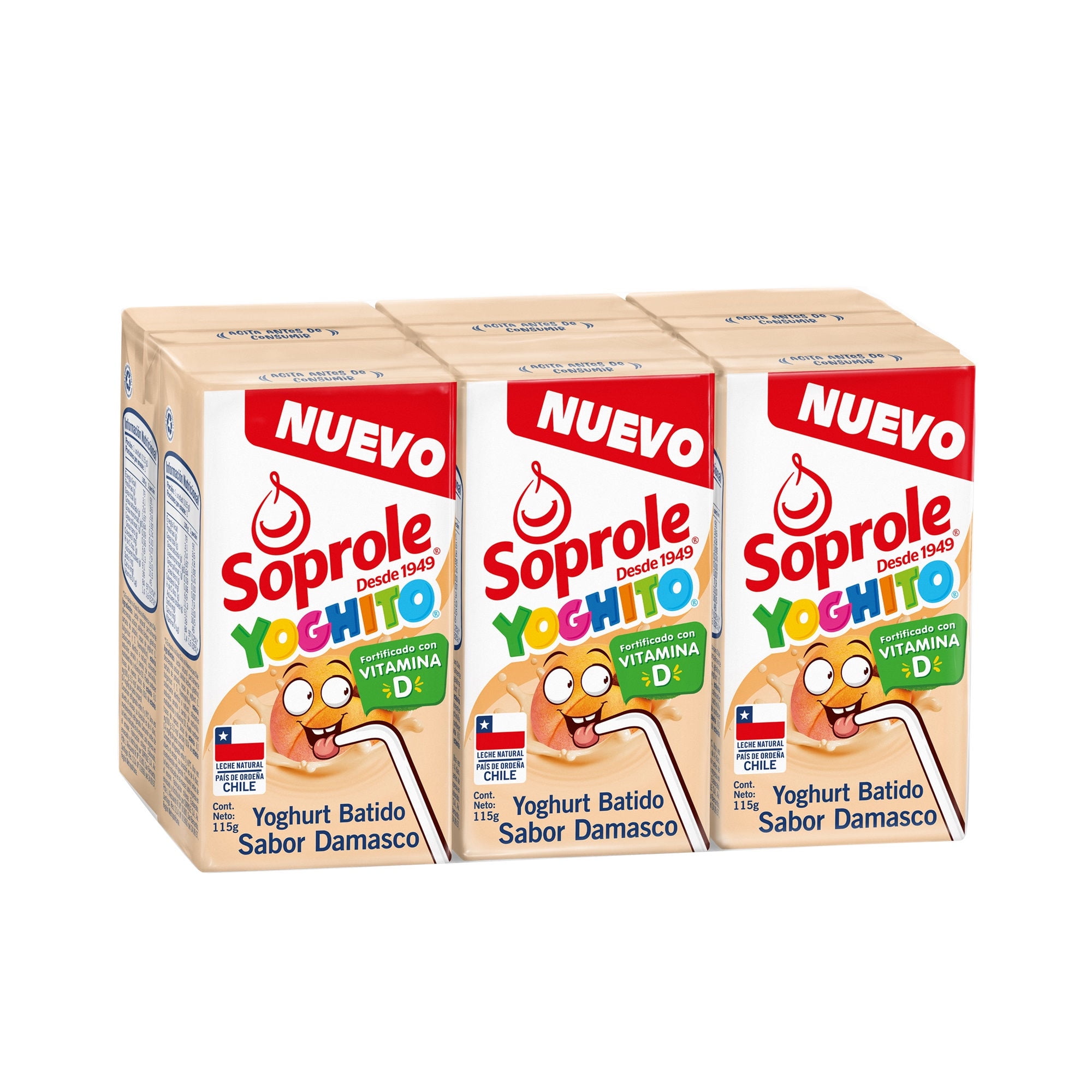 Yoghurt Batido Sabor Damasco Pack 6 Caja 690 g Soprole