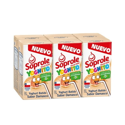 Yoghurt Batido Sabor Damasco Pack 6 Caja 690 G Soprole