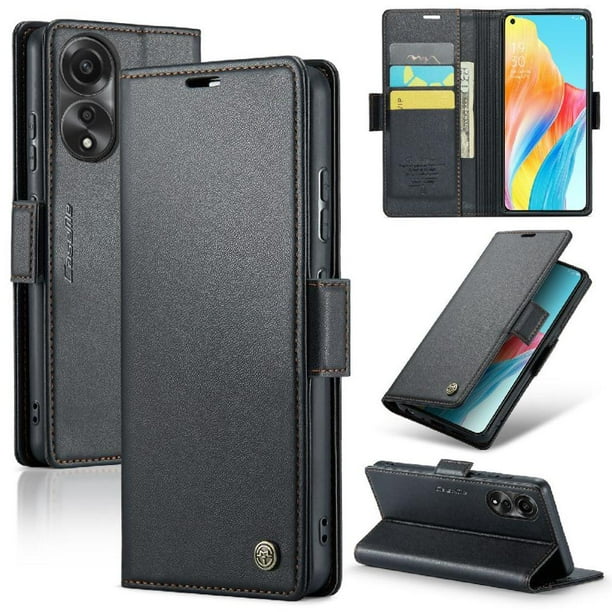 CaseMe tipo cartera OPPO A78 4G con cierre magnético, RFID, tarjetero, soporte, carga inalámbrica