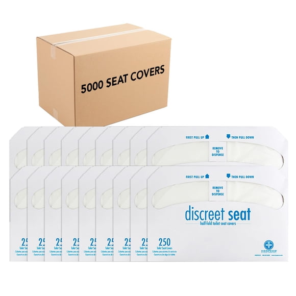 Fundas para asiento de inodoro Hospeco Discreet Seat, dobladas hasta la mitad, blancas