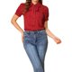 thumbnail image 5 of INSPIRE CHIC Blusa de Chifón con Estampado Retro de Mujer, Manga Corta, Lazo y Cuello Peter Pan XS Rojo-Puntos, 5 of 8