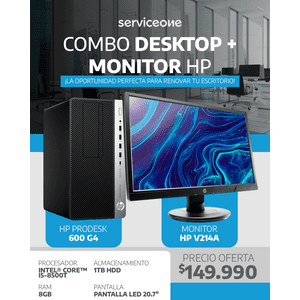 Hp Prodesk 600 G4, Intel Core I5-8500T, 8Gb/1Tb Hdd + Monitor + Teclado + Mouse + Adaptador Wifi
