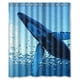 thumbnail image 1 of Cortina de ducha de ballena, juego de cortina de baño con ganchos, tamaño 60 x 72 pulgadas, 1 of 3