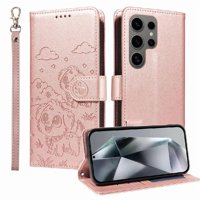 Funda Billetera Foxdock Compatible Con Samsung Galaxy S24 Ultra, Diseño Perrito Tierno, Ranuras Para Tarjetas Y Soporte Plegable