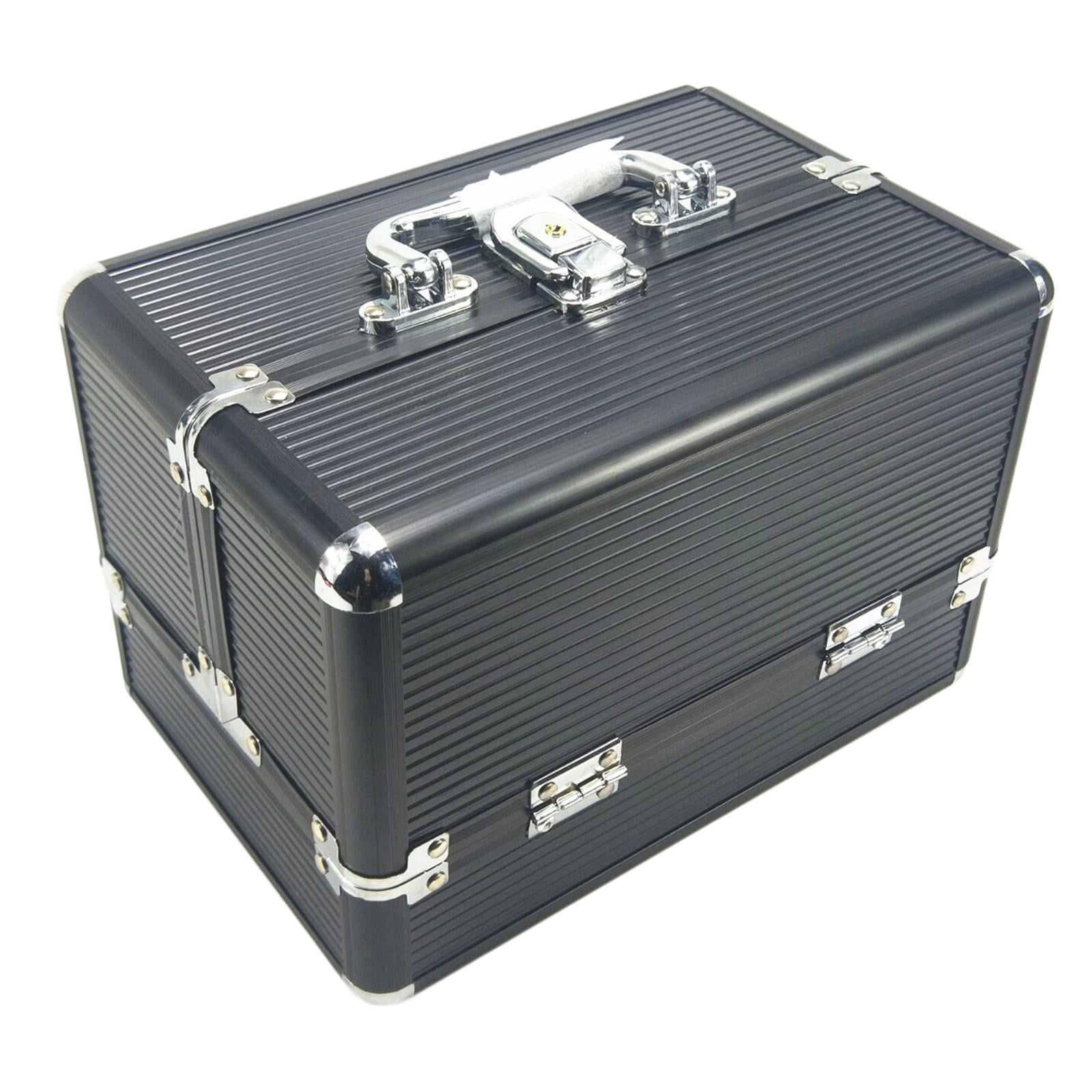 Ioensy - Estuche De Maquillaje De Aluminio, Caja De Herramientas Cosmética Impermeable Para Mujeres Y Niñas, Herramienta De Maquillaje Negro