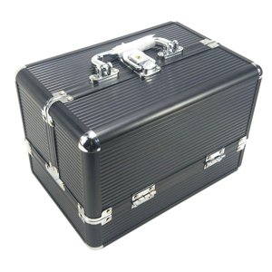 Ioensy - Estuche De Maquillaje De Aluminio, Caja De Herramientas Cosmética Impermeable Para Mujeres Y Niñas, Herramienta De Maquillaje Negro