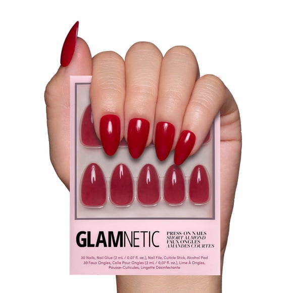 Press On Nails Glamnetic Classic, rojo opaco, tono frío