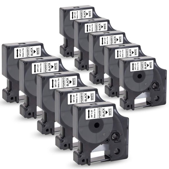 Cinta de etiquetas Pristar 10 unidades 9 mm x 7 m negro sobre blanco