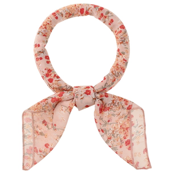 INSPIRE CHIC Pañuelos Florales de Chiffon Cuadrados Largos Delgados Pañuelo de Cuello Cuadrado-Rojo Claro 70x70cm