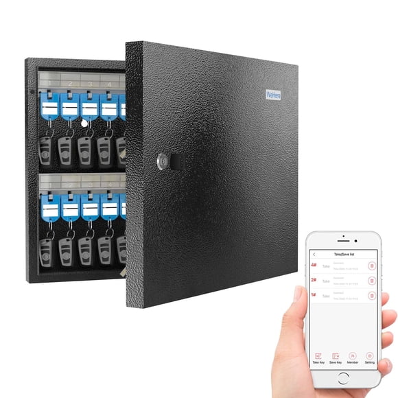 Caja organizadora para llaves DidiHere con 48 llaves, color negro