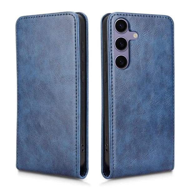 Funda tipo folio para Samsung Galaxy S25 con soporte magnético y protección para la cámara Azul
