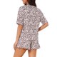 thumbnail image 3 of INSPIRE CHIC Conjunto de Pijama de Mujer con Estampado de Leopardo 2 Piezas Conjunto de Descanso con Dobladillo con Volantes Suaves y Mangas Cortas para Primavera Verano L Café, 3 of 6