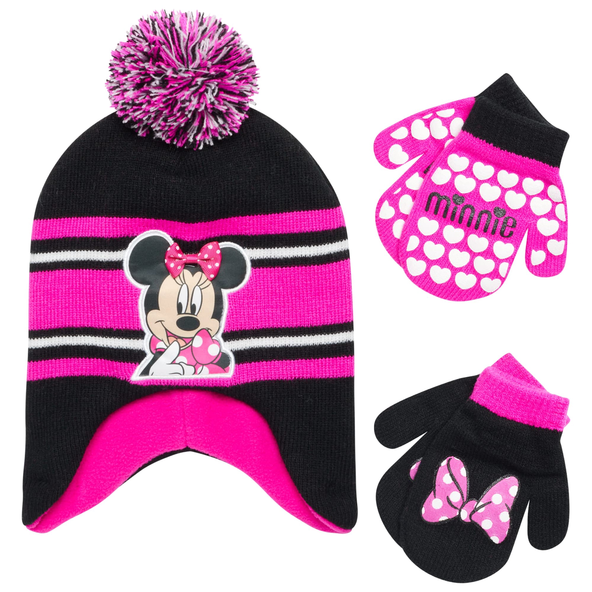 Disney - Conjunto De Gorro Y Manoplas De Invierno Minnie Mouse Para Niñas De 2 A 4 Años