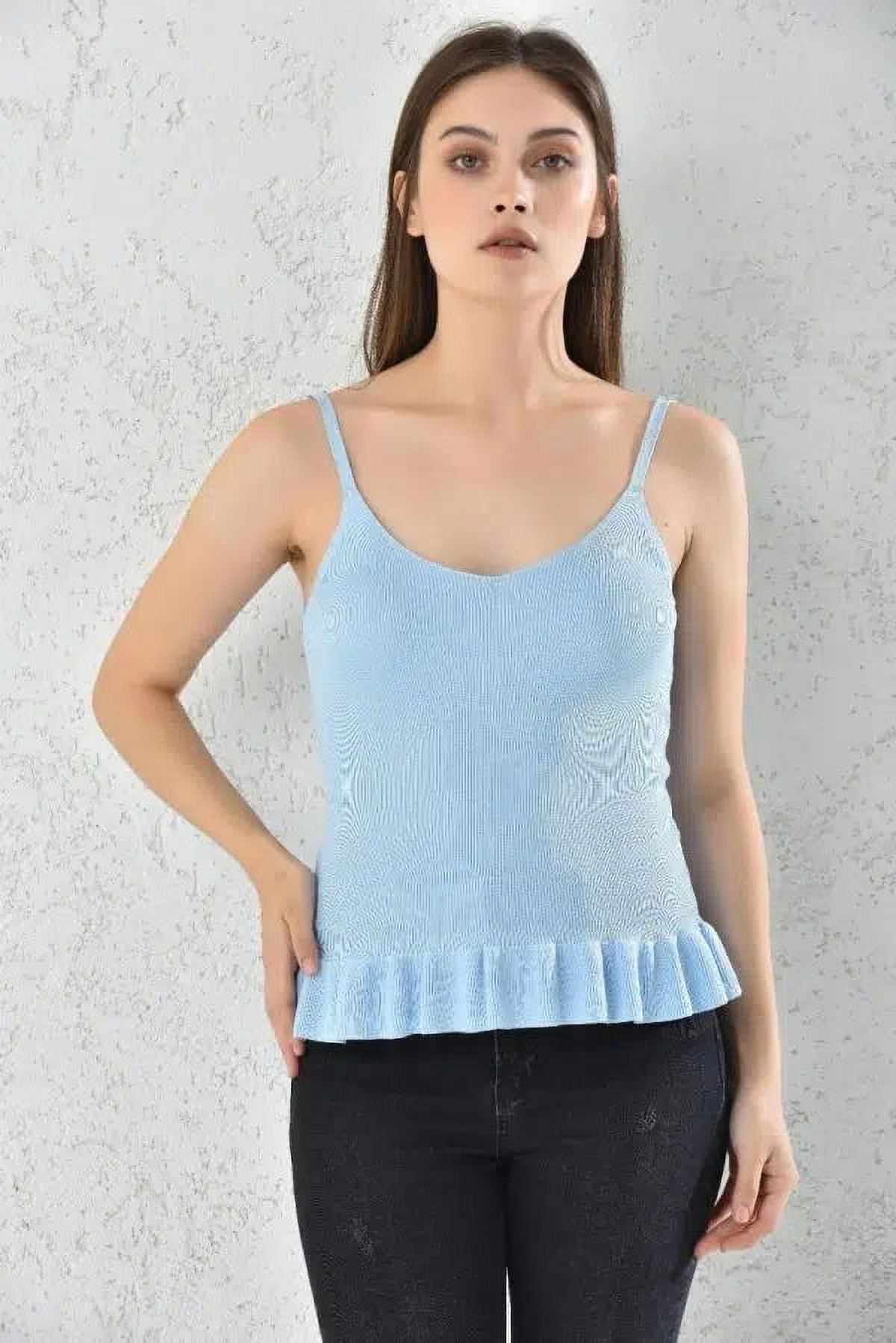 Home Fashion - Body Mujer Azul Con Vuelo Sin Mangas Talla S