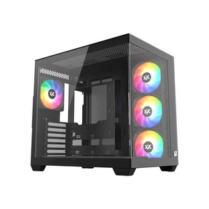 Xyz Pc Gear - Gabinete Gamer Xyz Tesseract X, 2X Vidrio Templado, Doble Cámara, 7 Fans Incluidos, Negro