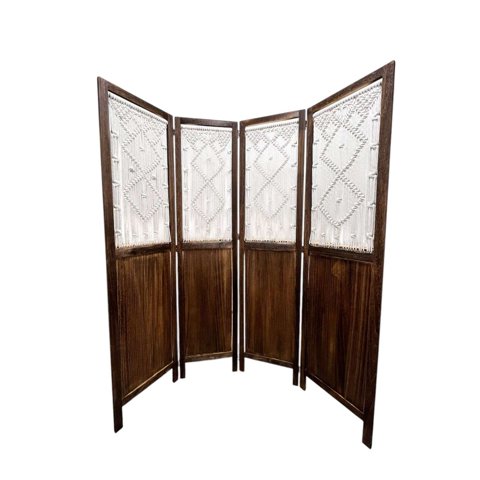 Oem - Biombo De Madera Resistente 4 Paneles Diseño Hoja 40X170Cm