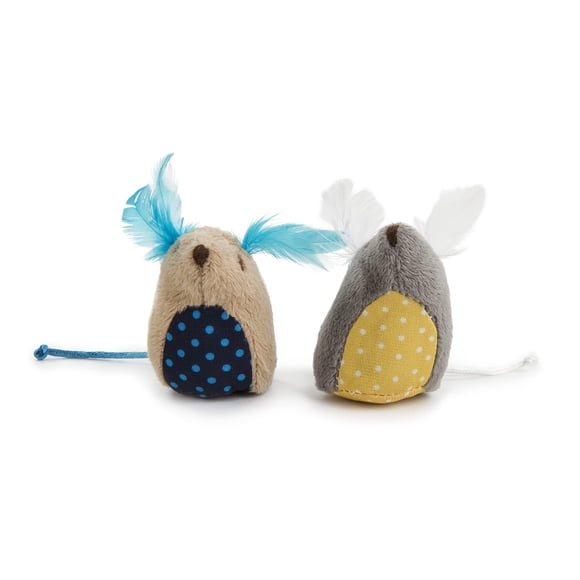 Hierba gatera de felpa SmartyKat Mouse Mates de Cat Toys, 2 unidades, marrón y gris