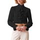 thumbnail image 1 of INSPIRE CHIC Blusa de Mujer con Volantes al Frente, Mangas Largas Abullonadas, Cuello Simulado, Ajuste Regular, XX-Large, Negro, 1 of 5